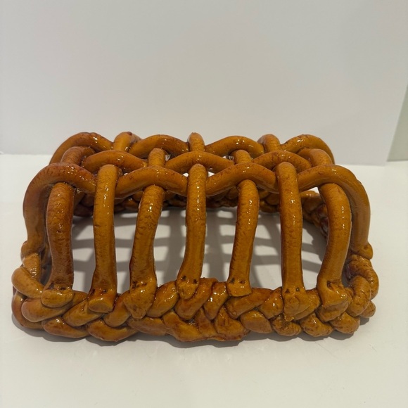 Unique Basket Weave Bread Basket Bowl Brown Beige Realistic - Picture 12 of 12